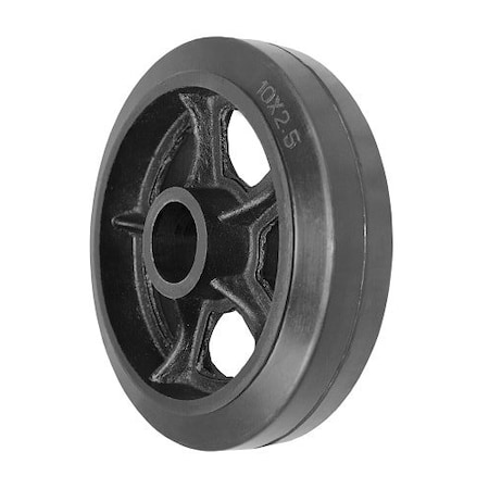 Durastar Wheel, 10X2.5 Rubber, Steel (Black), 1-3/16" Plain Bore 1025RS84B
